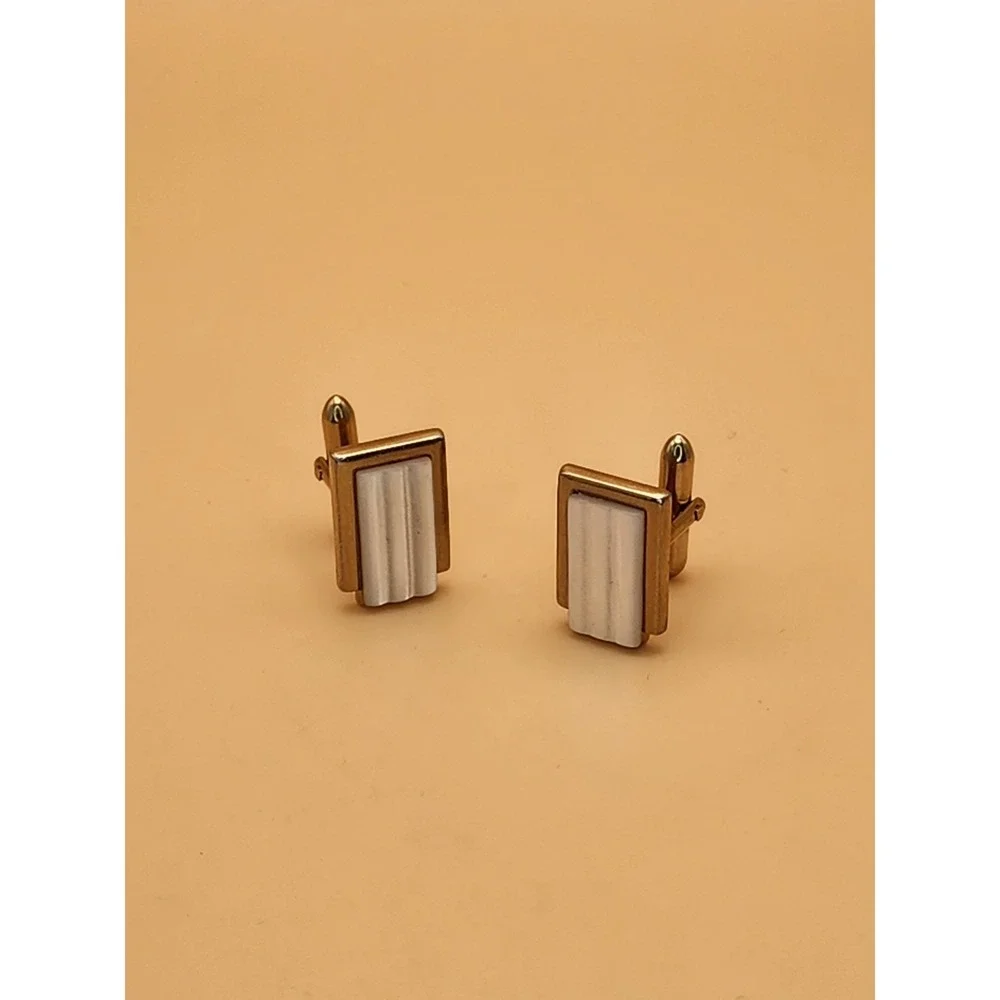 75 Yr Old SWANK USA Mother of Pearl Mid Century Vintage Cufflinks FREE $HIPPING!